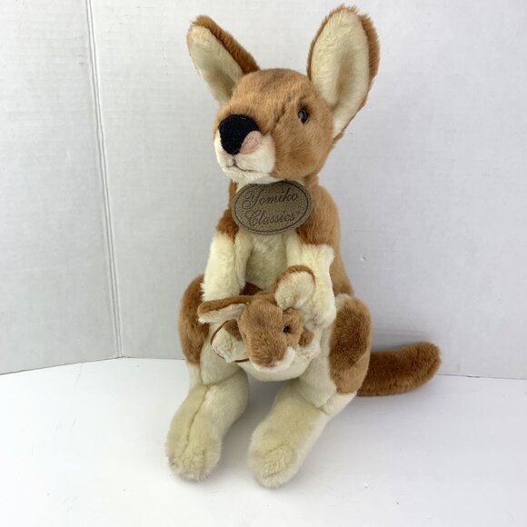 VTG Russ Berrie Mommy & Joey Kangaroo Pocket Plush Stuffed Animal 14" - Picture 1 of 9